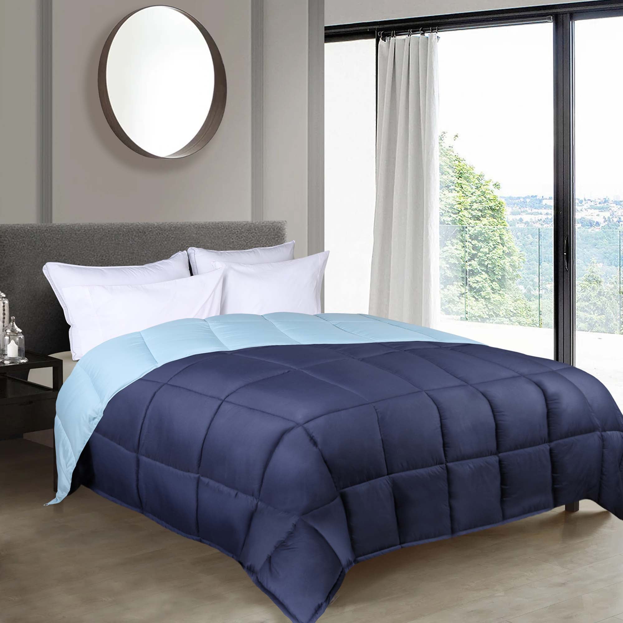 Superior Reversible Down Alternative Comforter, Twin/Twin XL, Navy Blue - Light Blue