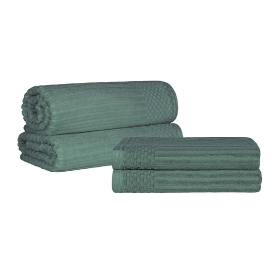 Superior Ribbed Cotton 4-Piece Basil Bath Sheet/ Towel Set