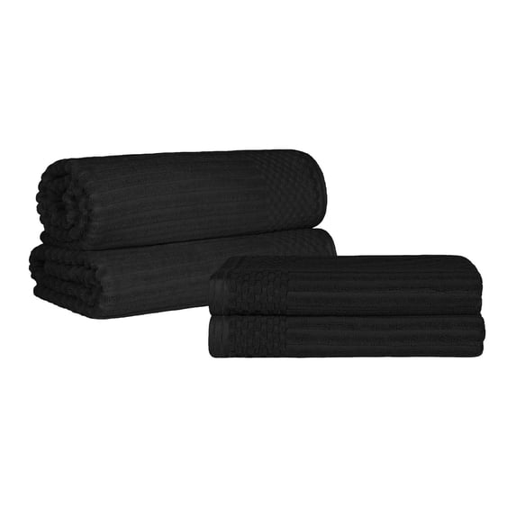 Superior Ribbed Cotton 4-Piece Black Bath Sheet/ Towel Set
