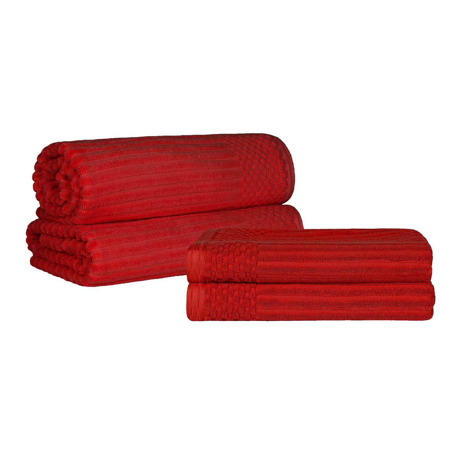 Superior Ribbed Cotton 4-Piece Burgundy Bath Sheet/ Towel Set