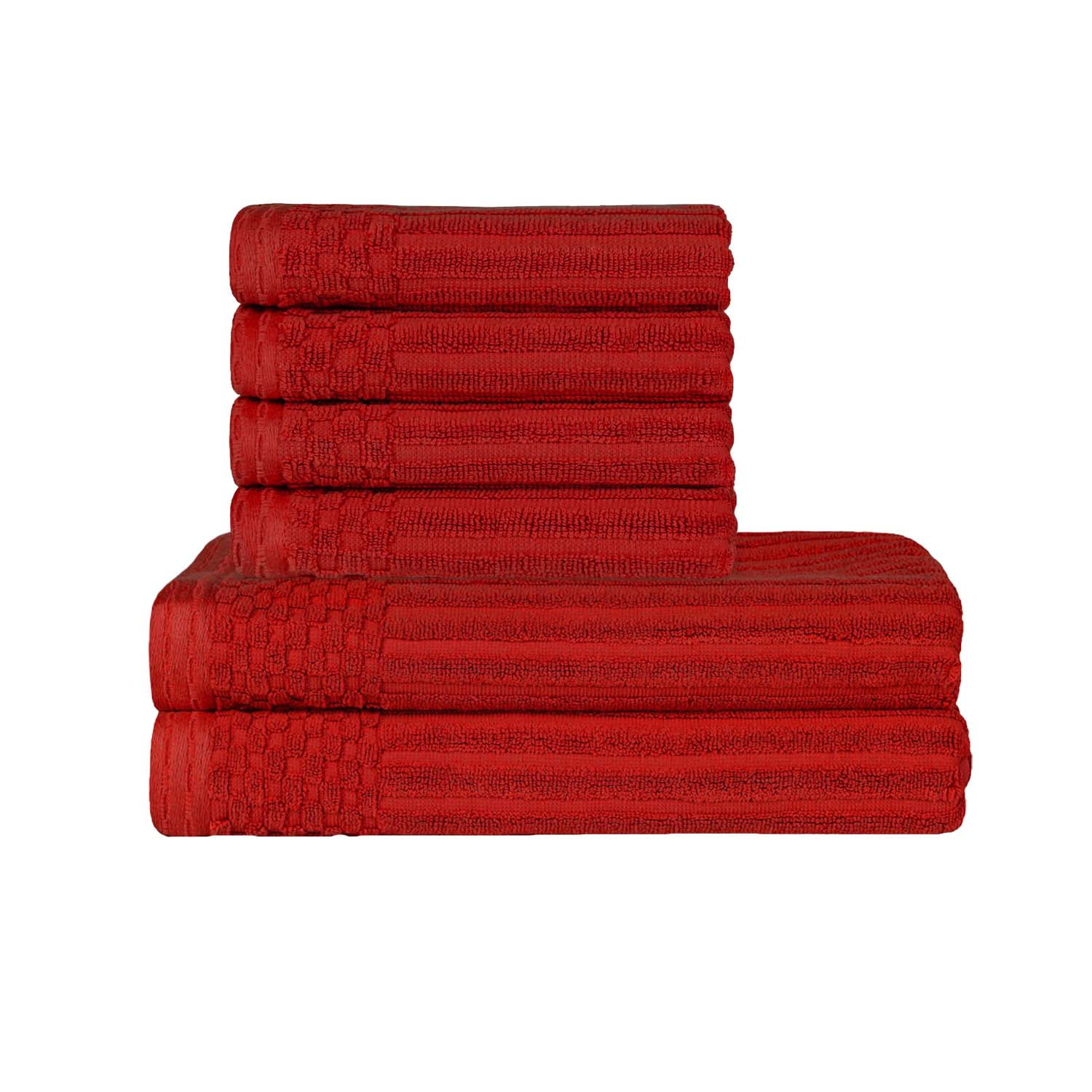 Superior Ribbed Cotton 6 Piece Burgundy Bath Towel Hand Towel Set Walmart