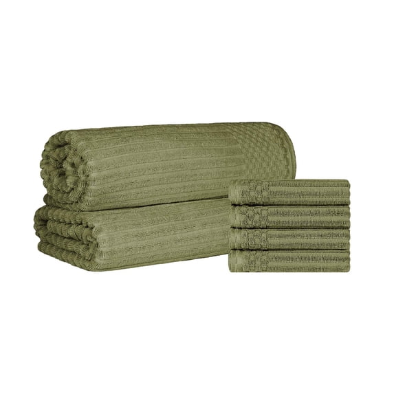 Superior Ribbed Cotton 6-Piece Sage Bath Sheet/ Hand Towel Set