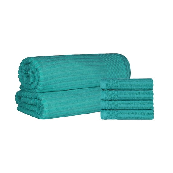 Superior Ribbed Cotton 6-Piece Turquoise Bath Sheet/ Hand Towel Set