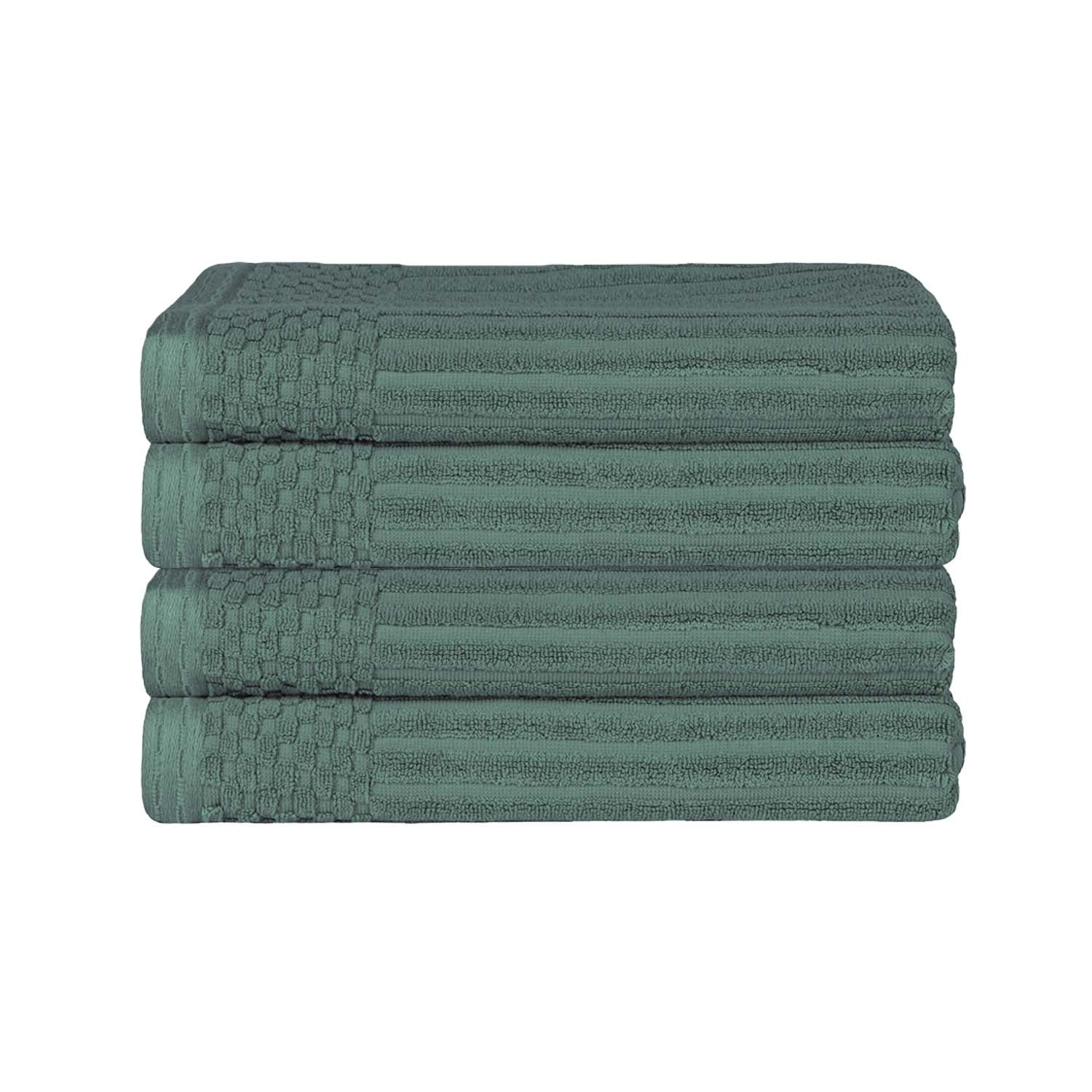 Superior Ribbed Cotton Ultra-Absorbent 4-Piece Basil Bath Towel Set