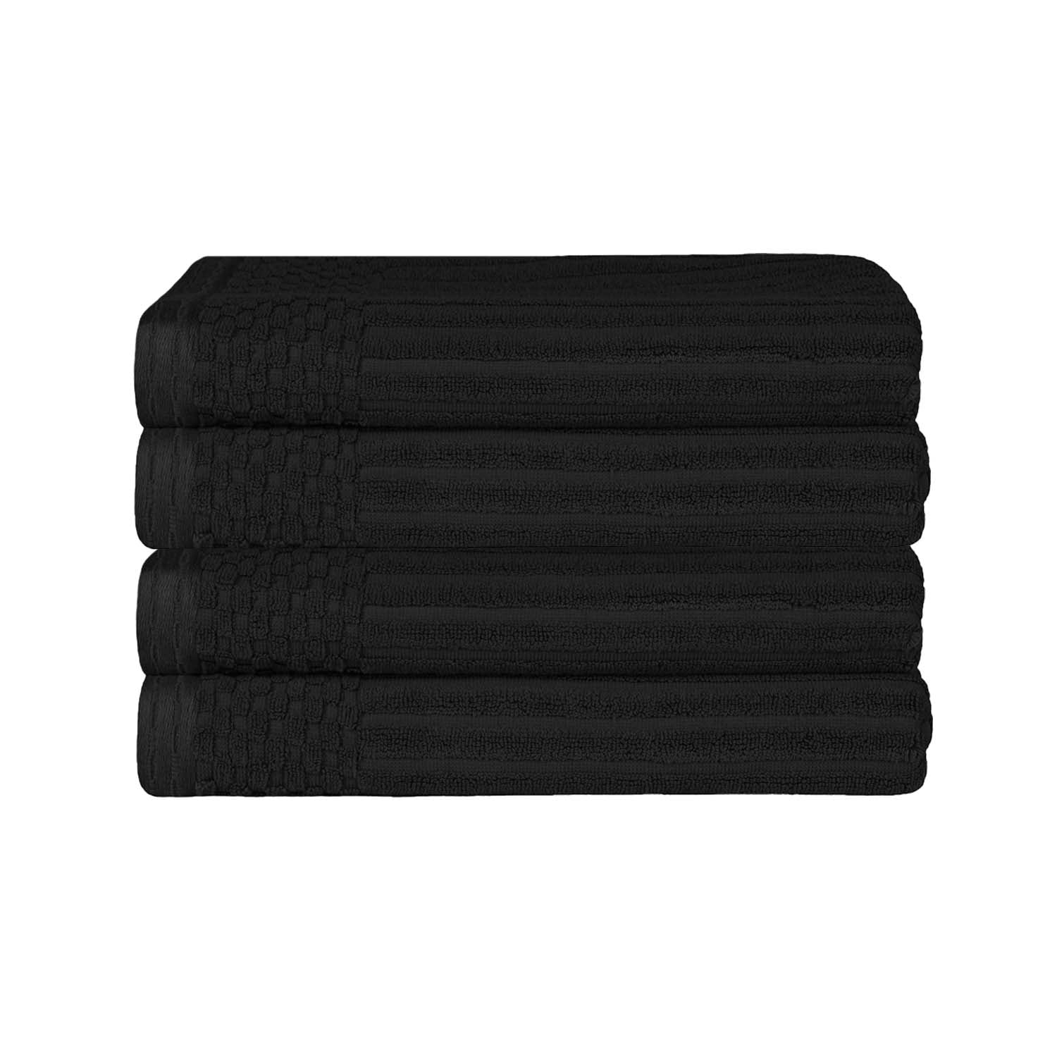 Superior Ribbed Cotton Ultra-Absorbent 4-Piece Black Bath Towel Set