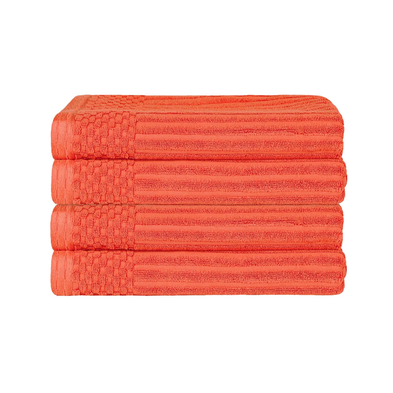 Superior Ribbed Cotton Ultra-Absorbent 4-Piece Coral Bath Towel Set