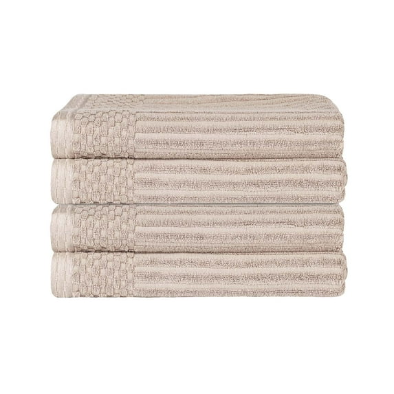 Superior Ribbed Cotton Ultra-Absorbent 4-Piece Ivory Bath Towel Set