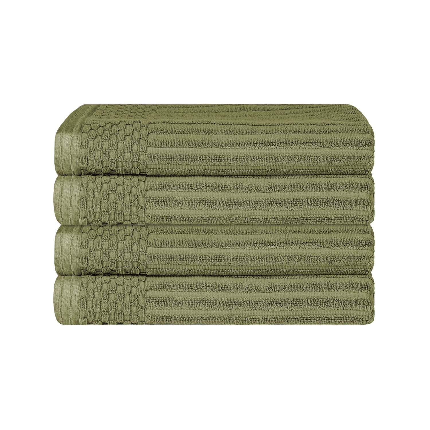 Superior Ribbed Cotton UltraAbsorbent 4Piece Sage Bath Towel Set