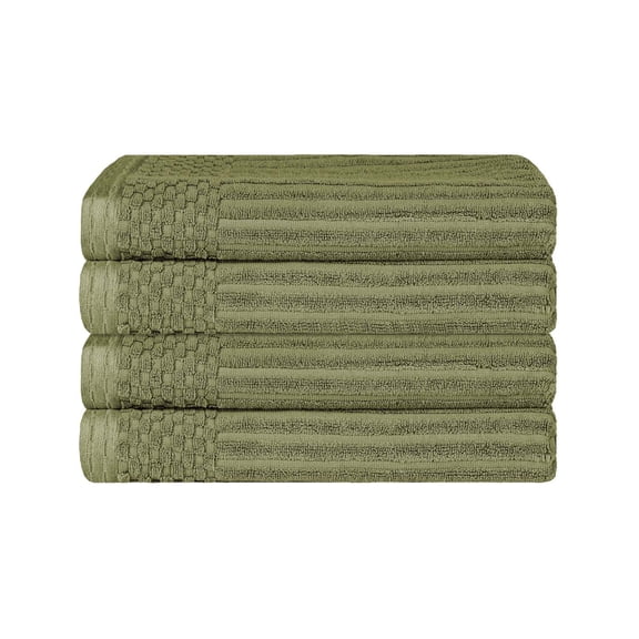 Superior Ribbed Cotton Ultra-Absorbent 4-Piece Sage Bath Towel Set