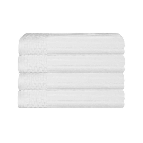 Superior Ribbed Cotton Ultra-Absorbent 4-Piece White Bath Towel Set