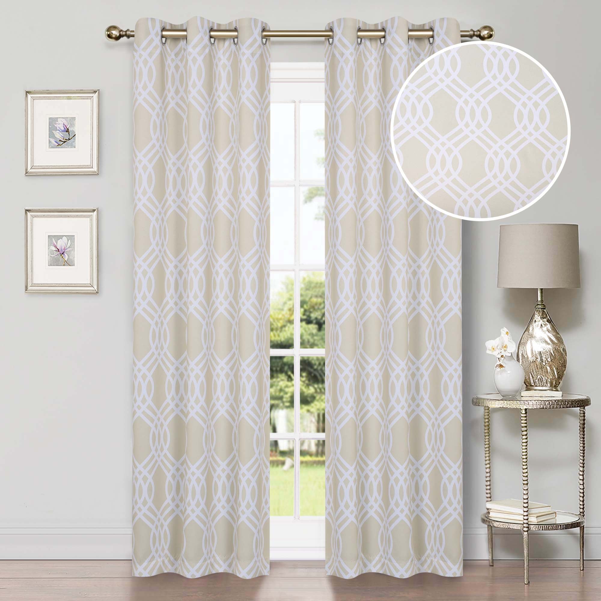 Superior Ribbon Blackout Curtains Set of 2, Rod Pocket Cutain Panel Pair, Ivory, 26"W x 63"L
