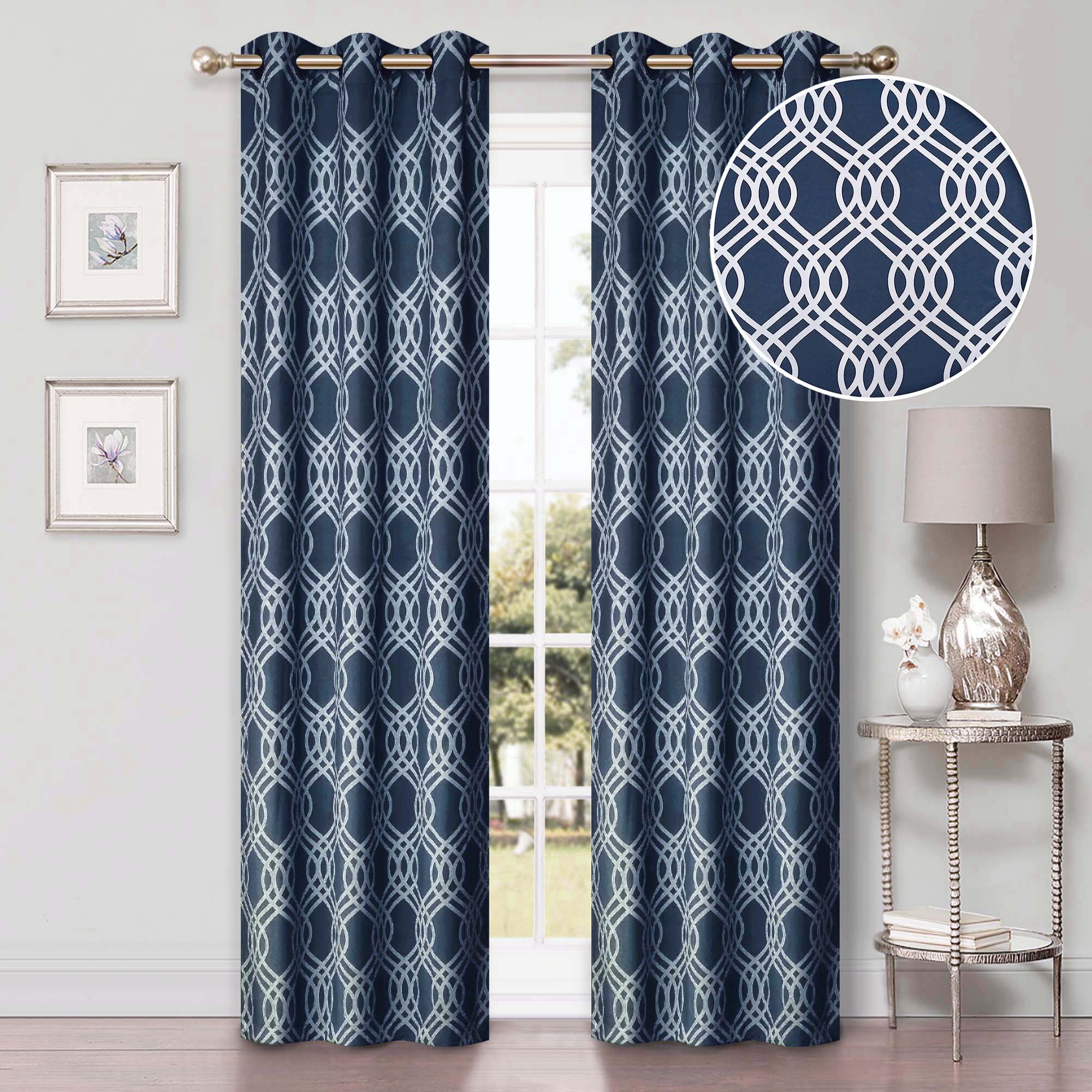 Superior Ribbon Blackout Curtains Set of 2, Rod Pocket Cutain Panel Pair, Grey, 26"W x 63"L