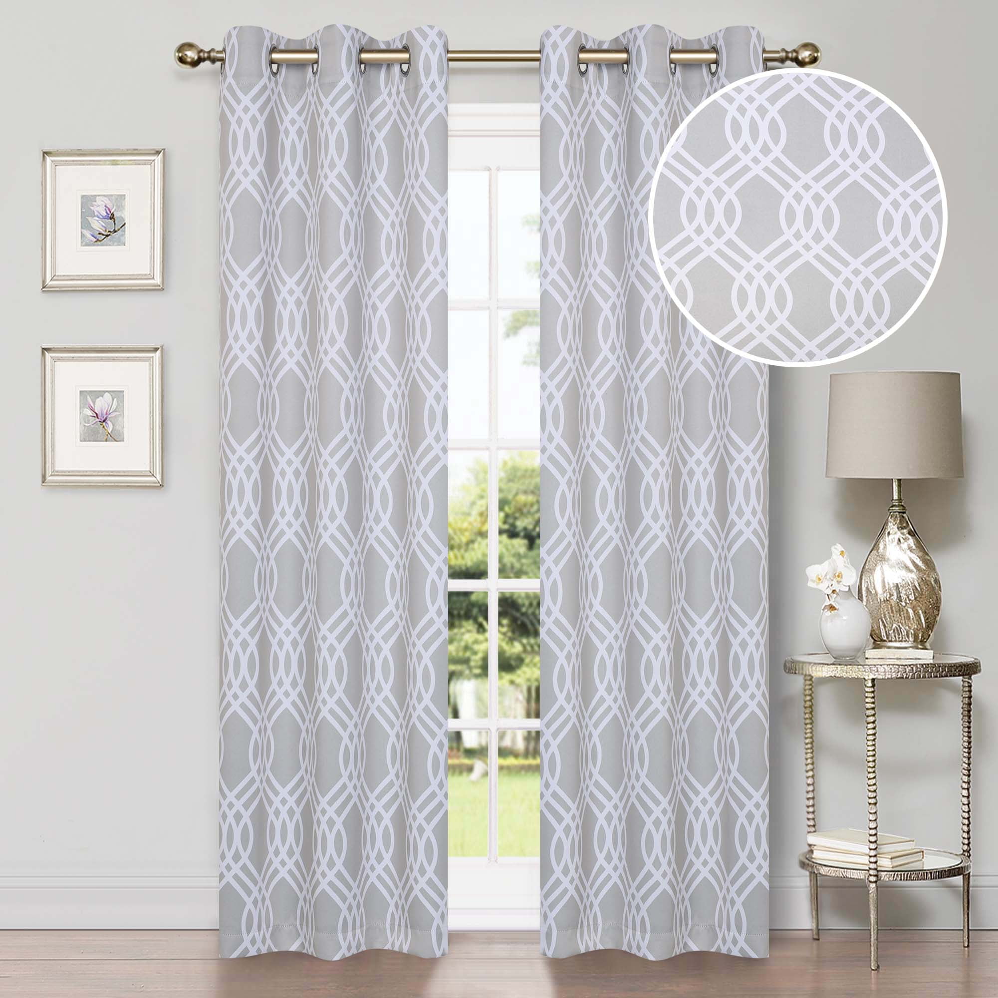 Superior Ribbon Blackout Curtains Set of 2, Grommet Header Cutain Panel Pair, Ivory, 52"W x 96"L