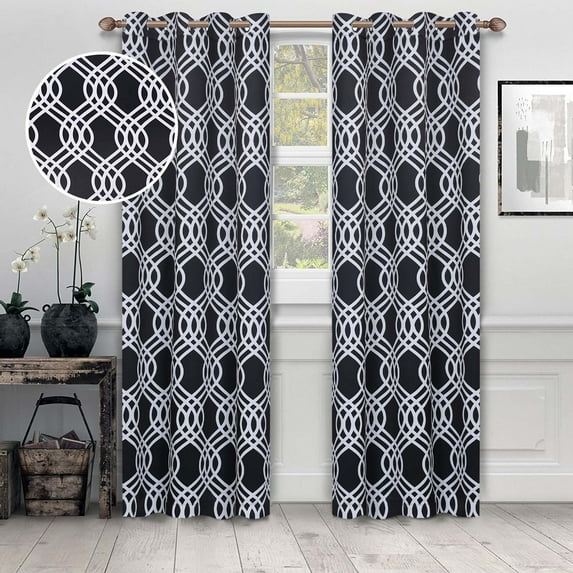 Superior Ribbon Blackout Curtains, Grommet Header, Set of 2, 52" x 84", Black