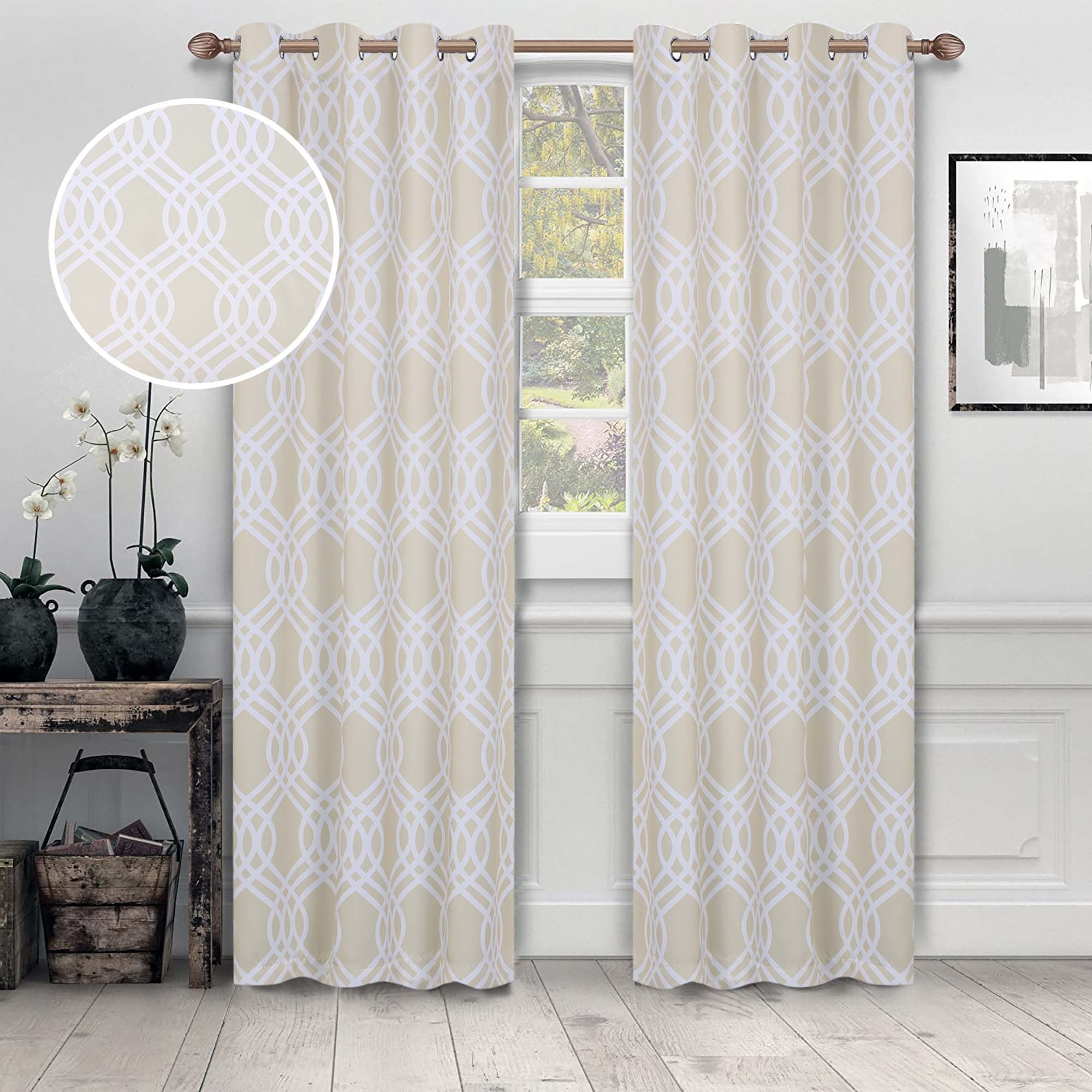 Superior Ribbon Blackout Curtains Set of 2, Rod Pocket Cutain Panel Pair, Chrome, 26"W x 84"L