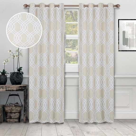 Superior Ribbon Blackout Curtains Set of 2, Rod Pocket Cutain Panel Pair, Chrome, 26"W x 84"L