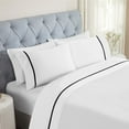 thumbnail image 1 of Superior Riverton Embroidered Cotton Bed Sheet Set, King, White/Black, 1 of 12