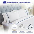 thumbnail image 1 of Superior Riverton Embroidered Cotton Bed Sheet Set, Queen, White/Navy Blue, 1 of 12
