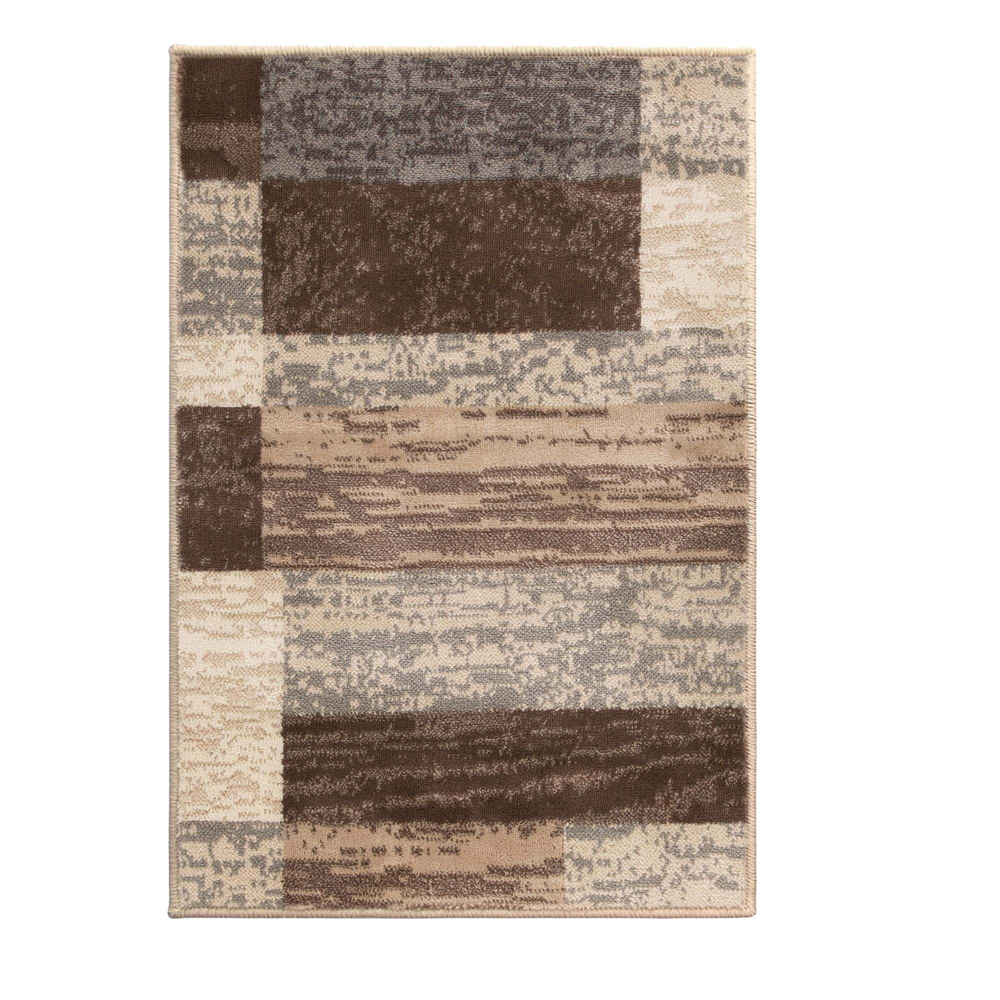 Rockwood Slate and Light Brown Geometric Synthetic Area Rug, 3' x 5'
