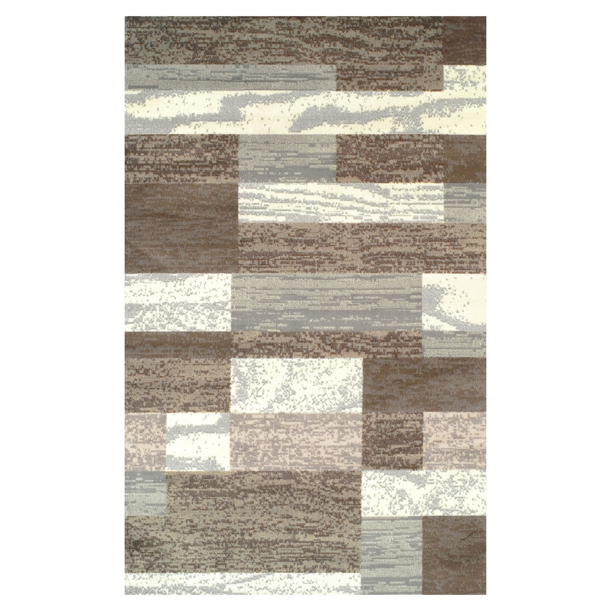 Ivory Geometric Synthetic 5' x 8' Easy-Care Area Rug