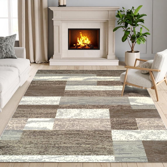 Superior Rockwood Geometric Indoor Area Rug, 5' x 8', Light Blue-Ivory
