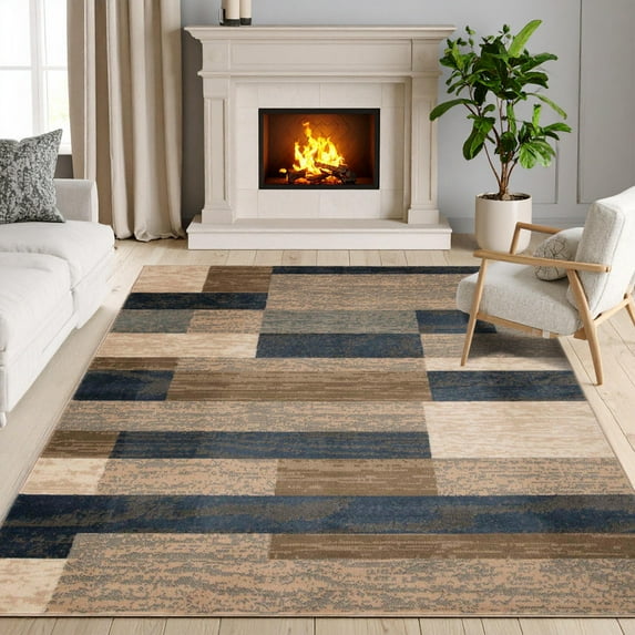 Superior Rockwood Geometric Indoor Area Rug, 5' x 8', Midnight Navy