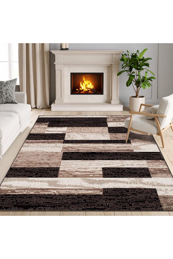 Rockwood Geometric Indoor Area Rug, 6' x 9', Chocolate