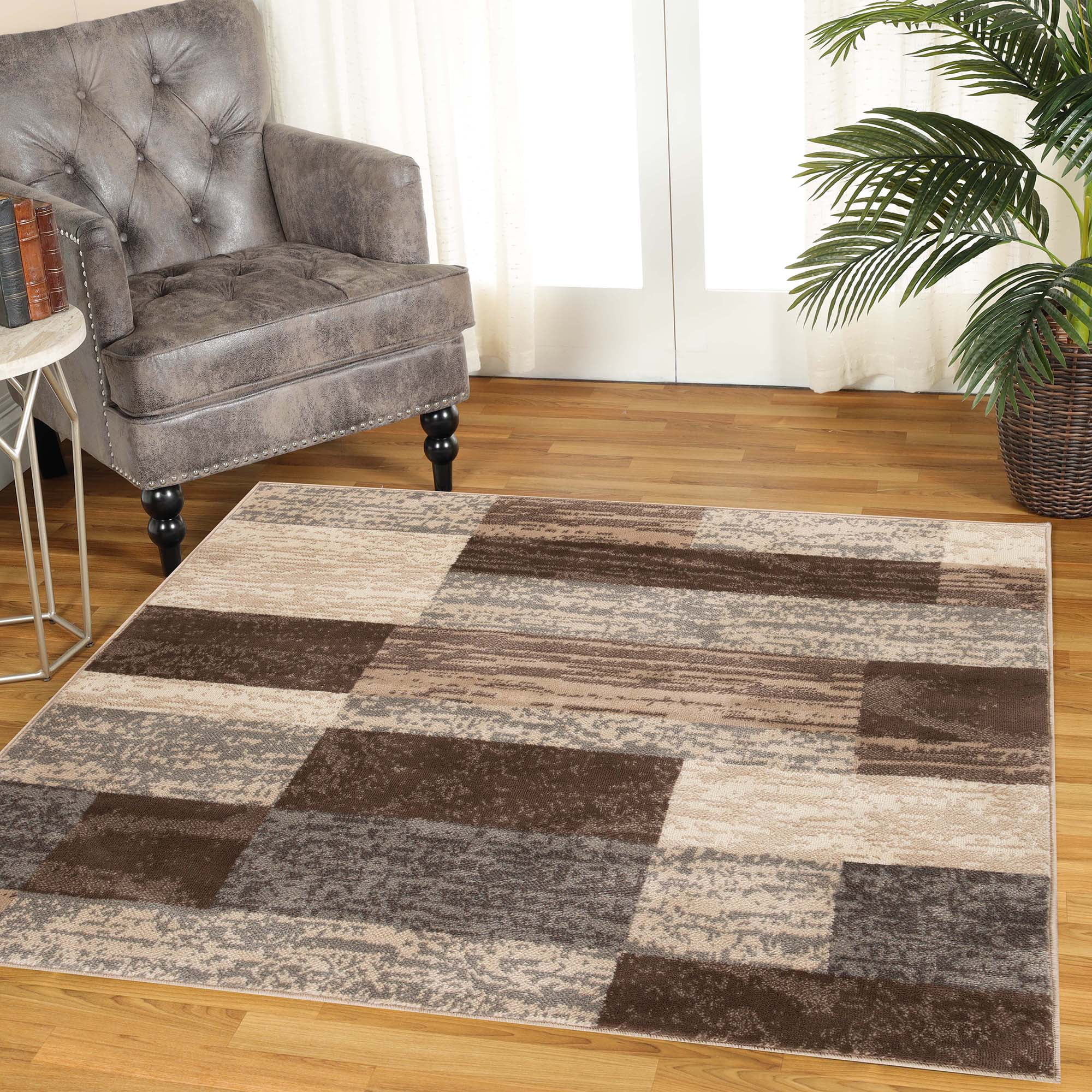 Slate Geometric Low Pile Synthetic Square Area Rug