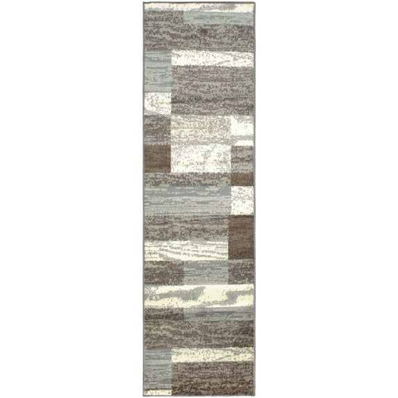Superior Rockwood Geometric Indoor Runner Rug, 2' 7" x 10', Light Blue-Ivory