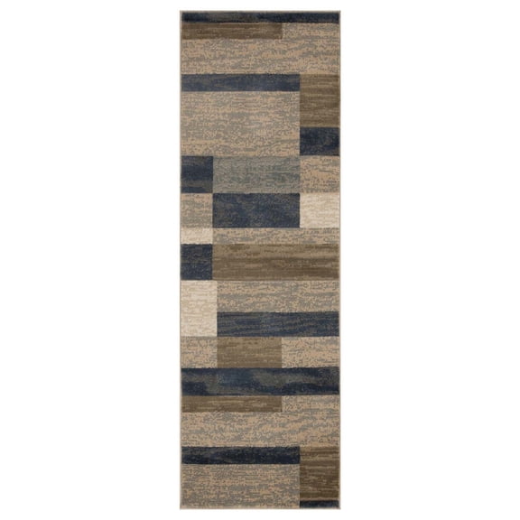 Superior Rockwood Geometric Indoor Runner Rug, 2' 7" x 10', Midnight Navy