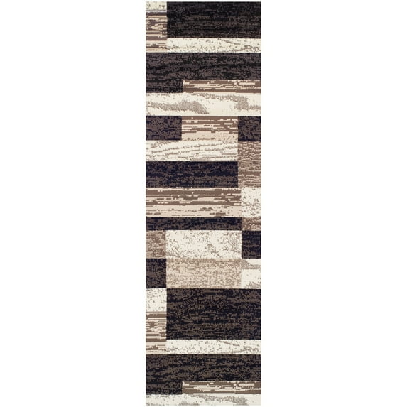 Superior Rockwood Geometric Indoor Runner Rug, 2' 7" x 12', Chocolate