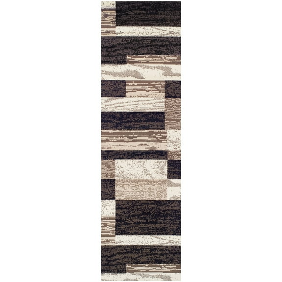 Superior Rockwood Geometric Indoor Runner Rug, 2' 7" x 12', Chocolate