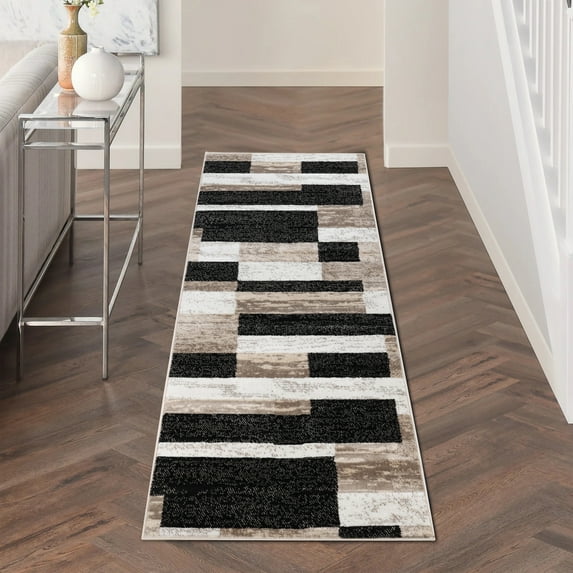 Superior Rockwood Geometric Indoor Runner Rug, 2' 7" x 8', Ivory-Beige