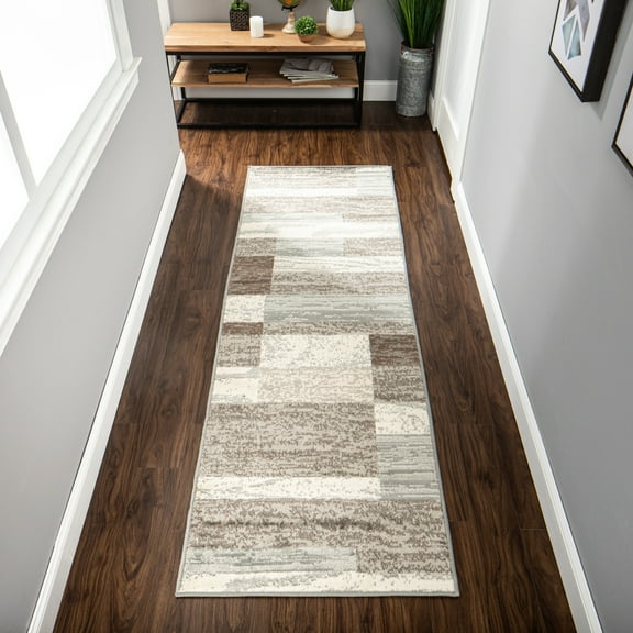 Superior Rockwood Geometric Indoor Runner Rug, 2' 7" x 8', Light Blue-Ivory