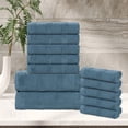 thumbnail image 1 of Superior Roma Cotton 12 Piece Assorted Towel Set, Denim Blue, 1 of 10