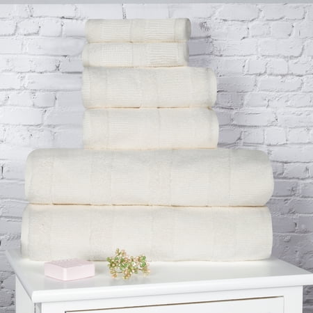 Superior Roma Cotton 6 Piece Assorted Towel Set, Ivory