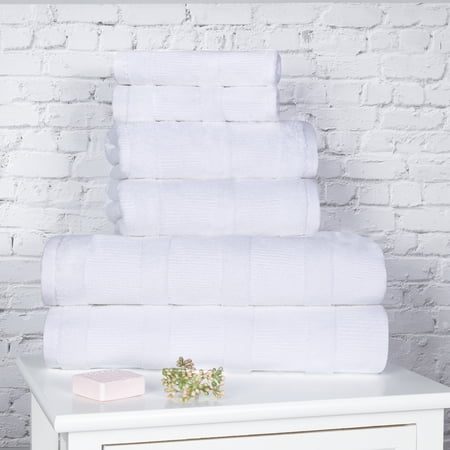 Superior Roma Cotton 6 Piece Assorted Towel Set, White