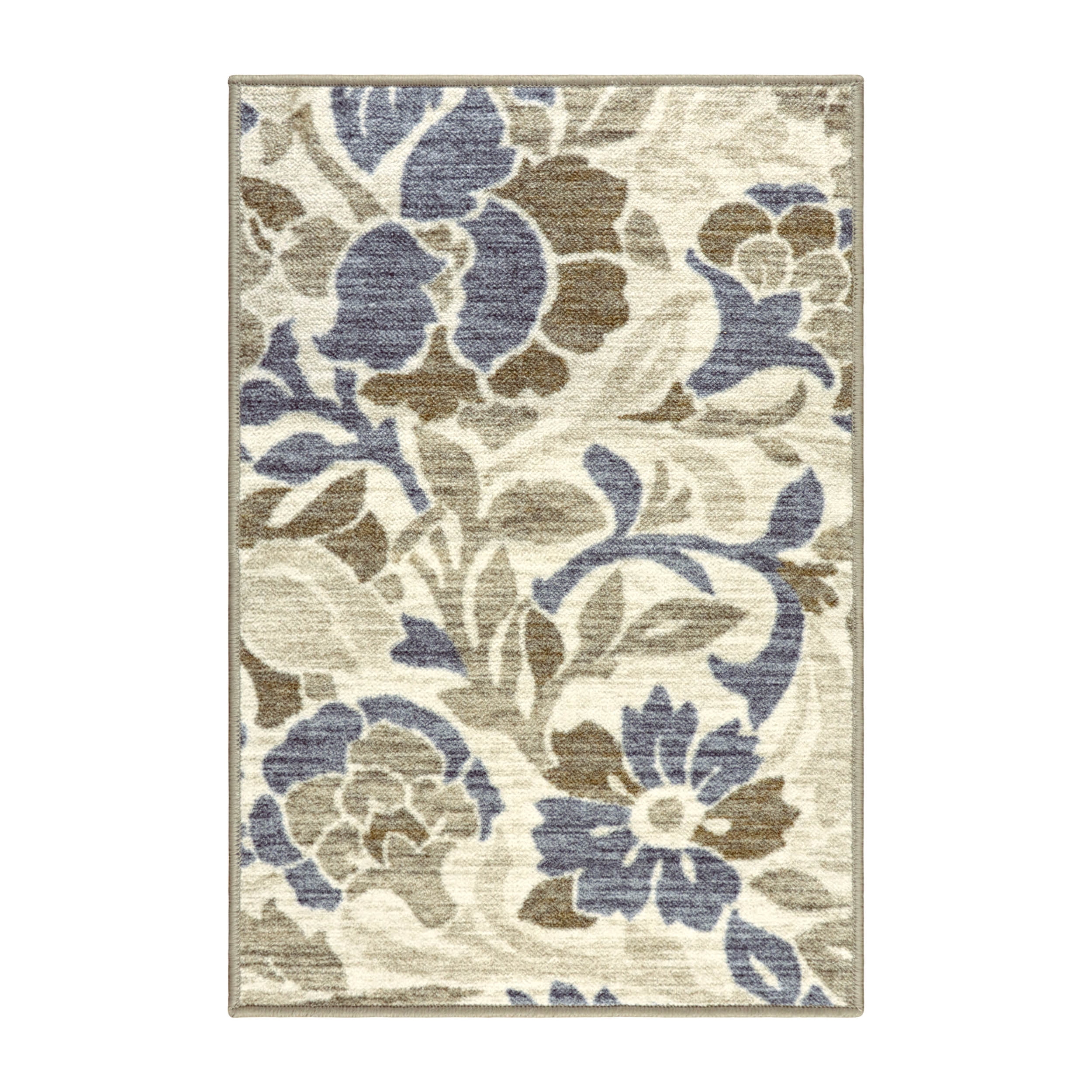 Roselyn Blue and Beige Floral Synthetic 2' x 3' Area Rug