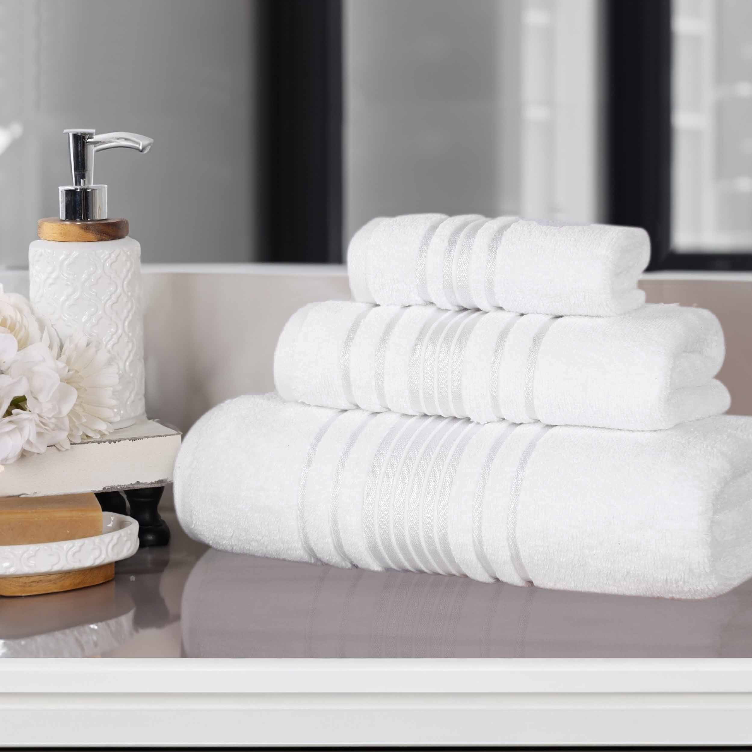 Superior Sadie Zero Twist Cotton Solid 3 Piece Towel Set, White