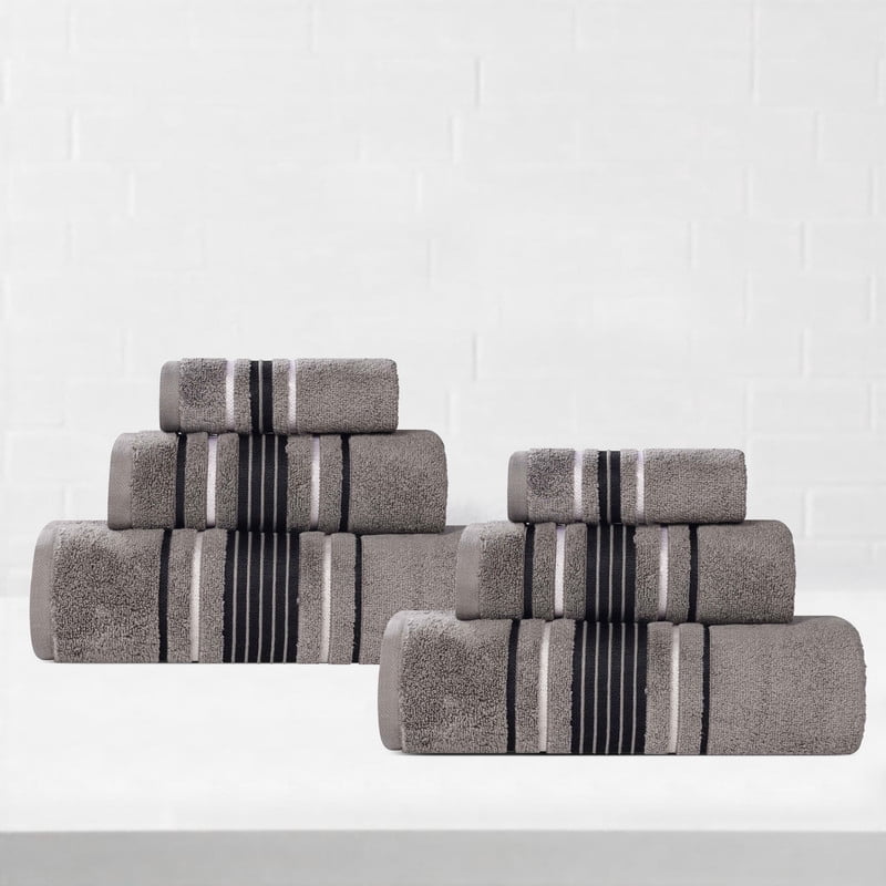 Superior Sadie Zero Twist Cotton Solid Hand Towel, Set of 6, Charcoal