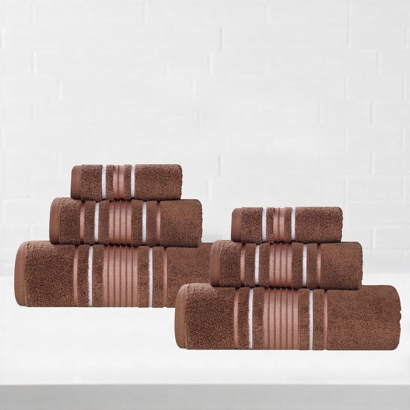 Superior Sadie Zero Twist Cotton Solid Hand Towel, Set of 6, Chocolate