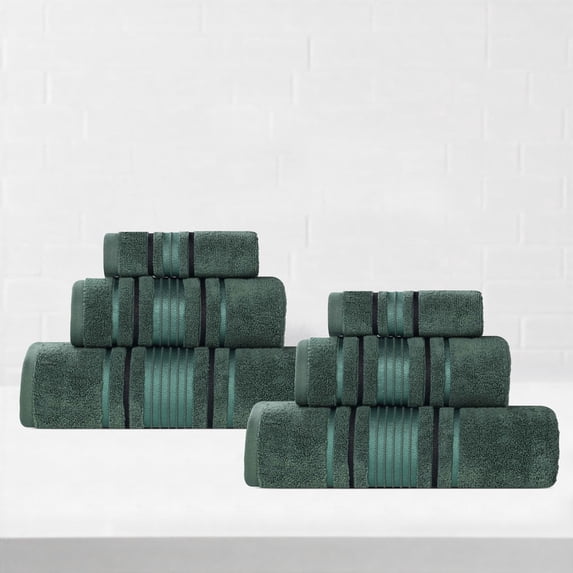 Superior Sadie Zero Twist Cotton Solid Hand Towel, Set of 6, Forest Green