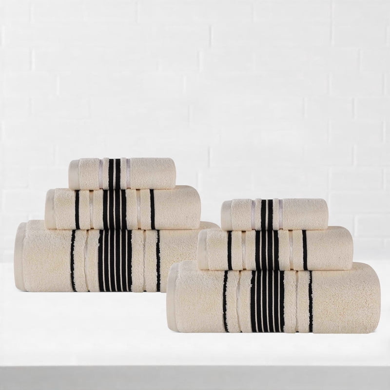 Superior Sadie Zero Twist Cotton Solid Hand Towel, Set of 6, Ivory ...