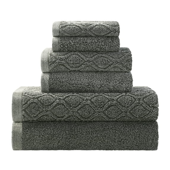 Superior Sailor Cotton Jacquard and Solid 6-Piece Towel Set, Grey