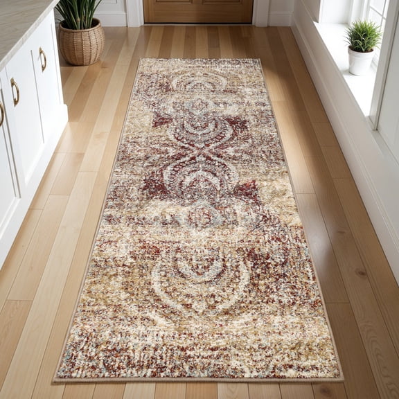 Superior Salford Medallion Indoor Runner Rug, 2' 7" x 8', Maroon