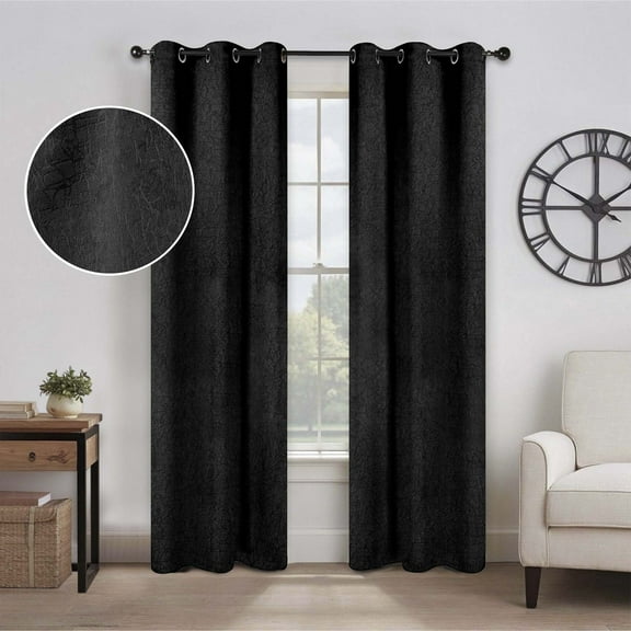 Superior Senna Blackout Curtains, Grommet Header, Set of 2, 42" x 108", Black