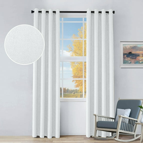 Superior Senna Blackout Curtains, Grommet Header, Set of 2, 52" x 84", Snow White