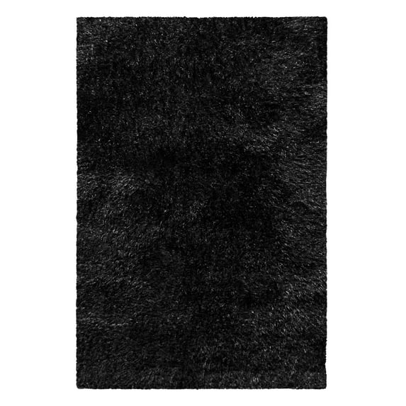 Superior Shag Boho Plush Indoor Area Rug, Black, 6' x 9'