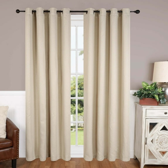 Superior Shimmer Blackout Curtains, Grommet Header, Set of 2, 52" X 96", Ivory