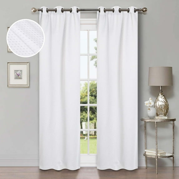 Superior Shimmer Blackout Curtains, Grommet Header, Set of 2, 42" X 84", Snow White